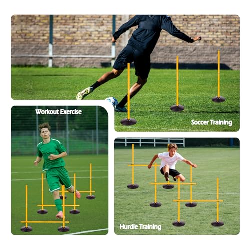 2.6FT Speed Agility Training Hurdles Set Adjustiable Height Jumping Hurdles Soccer Agility Poles for Beginner and Student - style: Pack of 6