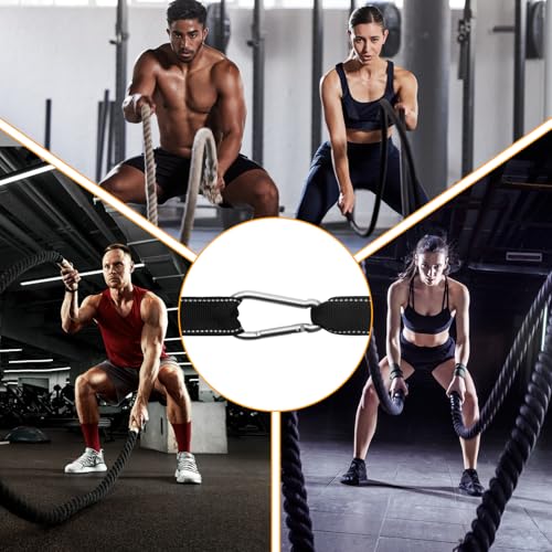 Battle Rope Anchor Strap Kit Accessories for Home Gym Outdoor Muscle Workout Equipment (1, Black&White)