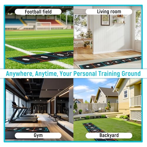 Soccer Training Mat with Integrated Ladder & Cones | 4-in-1 Football Footwork Agility Trainer for Team Practice | Non-Slip Speed & Ball Control Exercise Mat