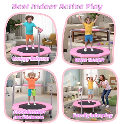 36 Inch Kids Trampoline for Toddlers Ages 1-3,Mini Indoor/Outdoor Trampoline with Gap-Free Spring Design - Safe Bounce Jumping Toy