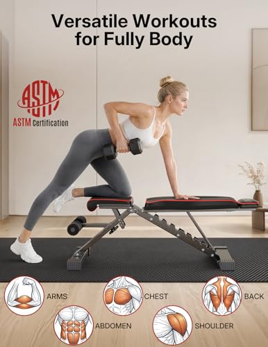 Multi-Function 6 in 1 Weight Bench Set - Leg Press, Preacher Curl Rack, Adjustable Workout Bench & Squat Rack for Full Body Exercise, Fitness Strength Training for Home Gym