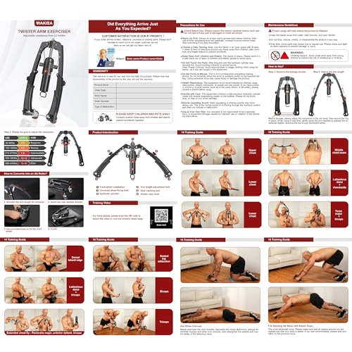 Twister Arm Trainer, 3 in 1 Hydraulic Power Chest Workout Equipment with Ab Roller Wheels and Hooks, Adjustable 22-440lbs Arm Trainer for Men Women, Home Gym Equipment for Full Body Strength Training