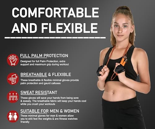 FITNESS FORCE Workout Gloves for Men & Women Partial Weight Lifting Gloves Non-Slip Gym Gloves Lifting Grip Calluses Guard Fingerless Exercise Gloves with Full Palm Protection