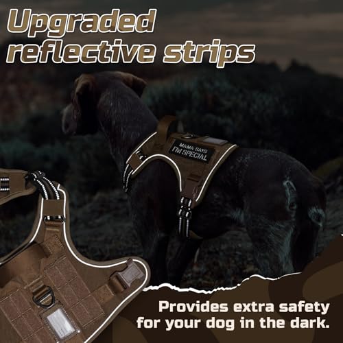 rabbitgoo Tactical Dog Harness for Medium, No Pull Military Service Vest - color: Brown, size: Medium