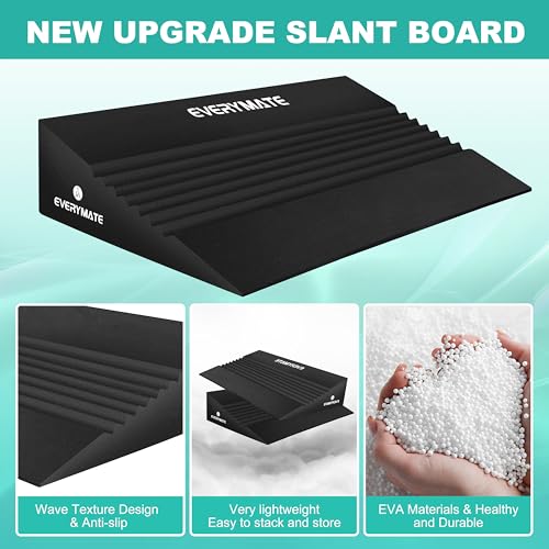 EVERYMATE Squat Wedge, Extra Large Squat Wedge Block, Squat Wedges Weightlifting, Calf Stretching, Slant Board for Squats, Heel Elevated Squat Wedge, Knees Over Toes Squats, Calf Wedge Stretching Block - size: 20 degrees