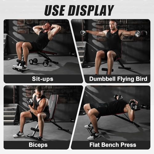 Yagud Weight Bench Press, Adjustable Workout Bench, Foldable Strength Bench - color: Classic Black