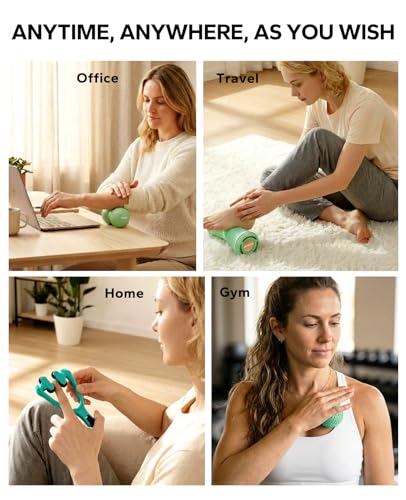 HAPBEAR Massage Ball Set - 4-in-1 Deep Tissue Kit for Plantar Fasciitis Relief, Portable Myofascial Release Tools for Foot/Back/Hand Pain, Hot & Cold Therapy with Storage Bag (4 Piece)