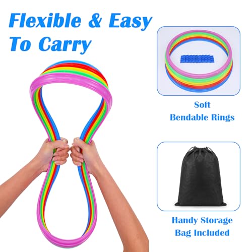 20PCS Agility Rings Speed and Agility Training Rings, 15 Inch Speed Training Hopscotch Ring Plastic Circle Jumping Hoops for Gymnastics Practice Party Games Activities