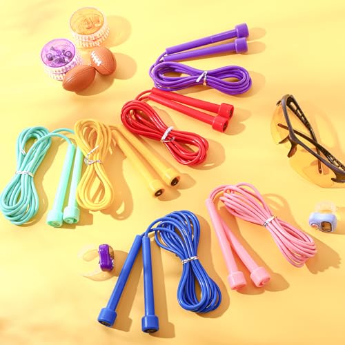 72/144 Pcs PVC Jump Ropes Bulk Fitness 9.2 ft Adjustable Skipping Rope Versatile Speed Rope with Plastic Handles for Women Men Endurance Training Cardio Exercise Workout Outdoor - color: Bright
