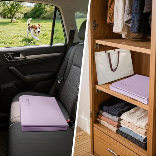 LVME Foldable Yoga Mat for Travel โ 75"x31.5" Large POE Exercise Mat with Storage Pouch, Fits Suitcase & Backpack,6mm Non-Slip Surface for Yoga, Pilates, Gym & Outdoor Workouts