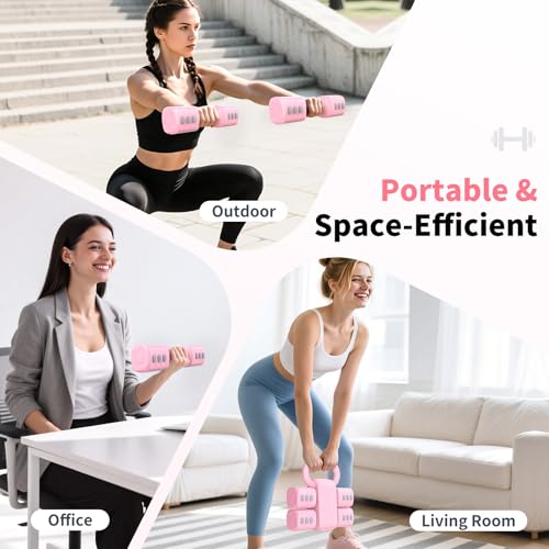 Hezeyferg 2-in-1 Adjustable Dumbbells Set, 4 Levels Weight Dumbbells Set for Women Men, Each 2.2/3.3/4.4/5.5lb Hand Weights with Kettlebell Form for Home Gym Exercise Training