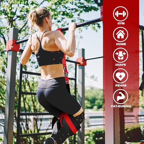 HOXWC Pull Up Assistance Bands, Adjustable Heavy Duty Resistance Band for Pull Up, 3 Pull Up Bands, Comfortable Fabric Feet/Knee Rest, Assistance Bands for Pull-Up, Home Fitness, Body Stretching - color: Red
