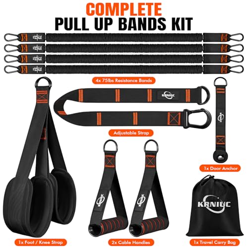 Pull Up Assistance Bands, Resistance Bands with Handles, Heavy Duty Pull Up Bands for Home Gym, Height Adjustable Chin Up Bar Assist Bands for Arm, Back, Strength Training Workout Equipment