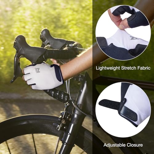 OOZi Fingerless Cycling Gloves – Breathable Bike Gloves with Shock-Absorbing Padded Palm and Silicone Grip – Road and Mountain Bicycle Gloves for Men & Women