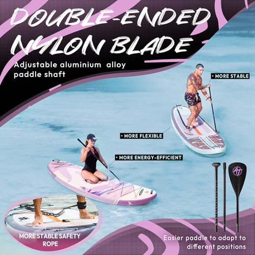 11'6"x35" Inflatable Paddle Board, 450lbs Extra Wide Stand Up Paddleboard for Adults with Premium SUP Accessories Kit & Backpack, Blow Up Kayak Non-Slip Stable Deck Boat for Yoga Fishing Surf - style: Lavender Purple Gradient