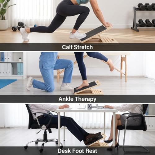 Professional Wooden Slant Board Adjustable Incline Wedge Stretcher Multi Angle Incline Foot Stretcher for Calf Ankle Achilles Heel Stretch Applicable to Squats Balance Mobility Daily Fitness Training