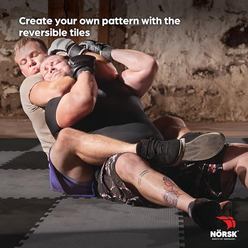 Reversible Gym Exercise Mats 3/4" Thick EVA Interlocking Foam Tiles, Perfect Home Gym Flooring, 12 Tiles & 24 Trim Pieces, 48 Sq. Ft. Reversible, Gray/Black - color: Gray/Black, size: 12 Tiles - 48 Sq. Ft.