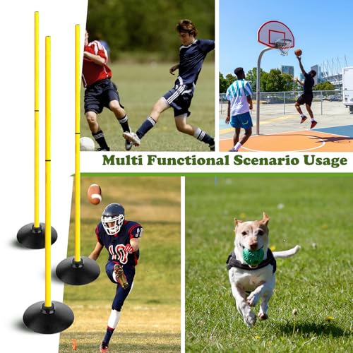TNZMART 4.9FT Training Agility Poles Set Detachable Soccer Training Sticks Slalom Poles with 10 Disc Cones and Speed Ladder - style: Pack of 12
