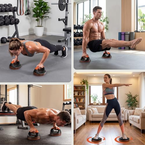 Sportneer 3-in-1 Rotating Push Up Bars, Push Up Stands & Push Up Handles for Floor, 360° Rotation for Wrist-Friendly Training with Detachable Twist Board, Non-Slip Home Gym Equipment 300lbs