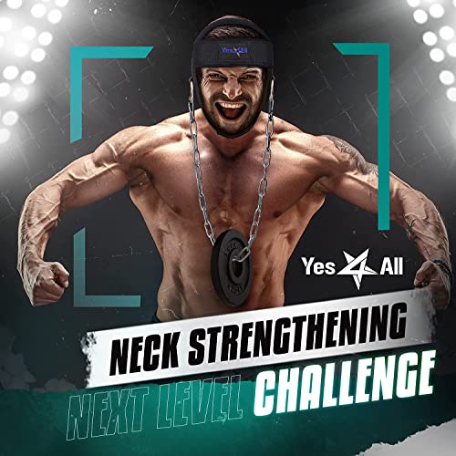 Yes4All Adjustable Neck Harness for Weight Training - Wide Padded Strap Support for Strengthening & Resistance Training, Weight Lifting Head Harness Black