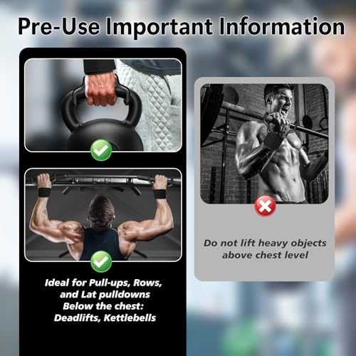 Weight Lifting Hooks with Gym Grip, 330 LB Adjustable Strap Hand Grips with Thick Wrist Padding for Weightlifting, Deadlifts, Pull-Ups, Strength Training, Wrist Wraps Hooks for Seniors (2 Pair)