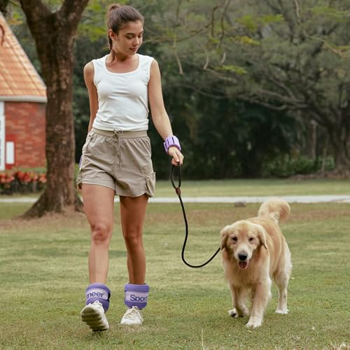 Sportneer Ankle Weights 0.5/1/2/3/5 LBS 1 Pair Wrist Leg Arm Weights - color: Purple, size: 5 lb x 2