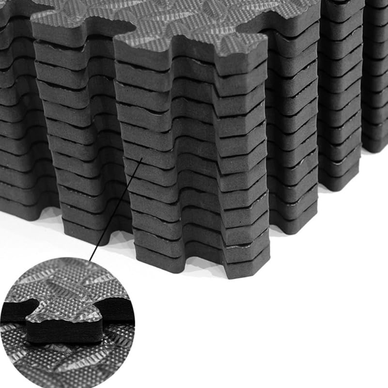 ibasenice Leaf Grain Interlocking Floor Mats 6-Pack Eva Foam Exercise Mats with 12 Edging Strips 11.81 X 11.81 X 0.47 in Cushioned Gym Mat Flooring for Yoga Dance Home Bathroom