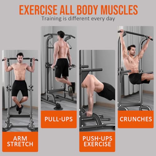 Power Tower Pull Up & Dip Station Multi-Function Home Strength Training Fitness Workout Station Height Adjustable