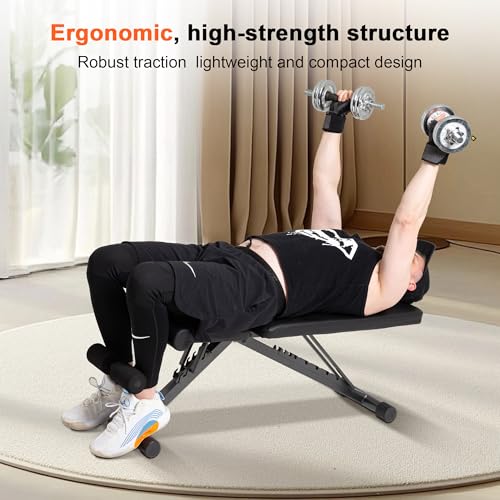 YouTen Adjustable Training Bench Incline Bench Folding Decline Bench Flat Bench Easy Angle Adjustment Compact Storage Adjustable Bench Press Strength Training Body-building apparatus