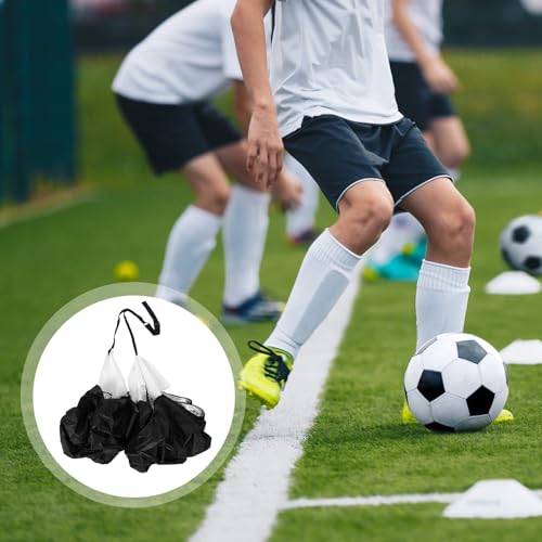 Toddmomy Resistance Sprint Parachute Training Equipment for Running Performance and Power, Dual Black Drag Chute with Adjustable Straps for Soccer and Sprint Training