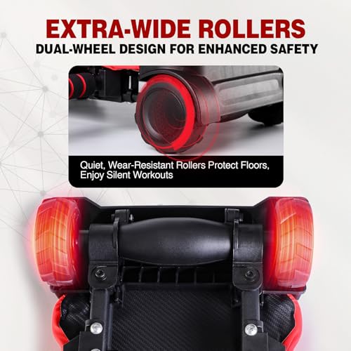 RedSwing Automatic Rebound Abdominal Wheel, 4-Wheel Roller Abdominal Trainer, Core Workout Ab Roller Wheel for Plank, Red