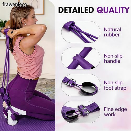 Fitness Resistance Bands with 4 Tube Pedal Ankle Puller, Elastic Yoga Pedal Stretch Band for Exercise, - color: Purple