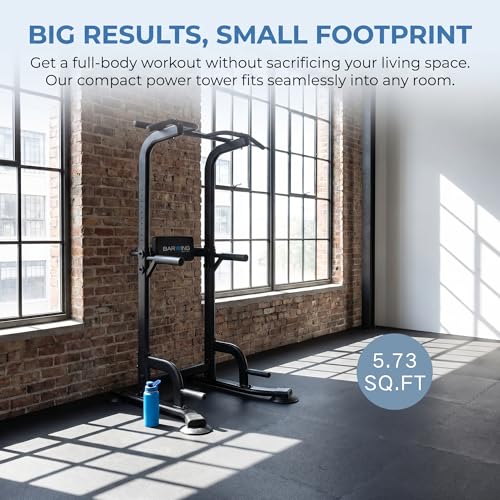 BARWING Pull Up Bar Station, Power Tower, Dip Station with 3D Backrest, Multi-Function Strength Training Stand Rack, Adjustable Height Dip Bar for Home Gym Workout Stand Fitness Exercise Equipment