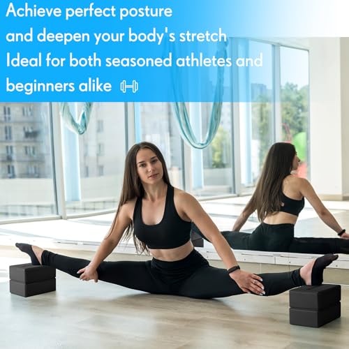 RoundFunny 4 Pack Yoga Blocks Non Slip Pilates Foam Brick - color: Black