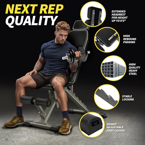 Adjustable Weight Bench,1000 LB Fast Folding Workout Bench for Home Gym Strength Training, Incline Decline Flat Utility Bench Press for Full Body Workout, Upright Storage Yellow Exercise Bench