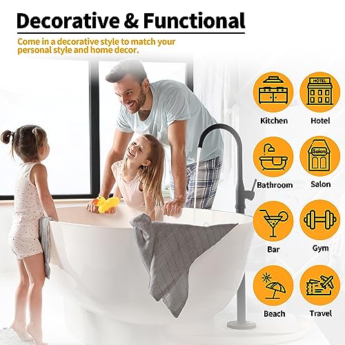 Hand Towels, 12 Pack 25''*15'' Gym Towels, Grey Quick Dry Lint Free Soft Absorbent Bulk Checkered Fingertip Washcloths Bath Towels for Bathroom Kitchen Salon Workout Shower