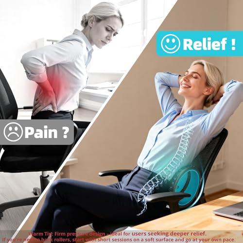 GymCope Back Roller for Back Pain Reliefn & Stretching, Deep Tissue Massage Roller Supports Up to 530 lbs / 240 kg, 5.5''-7.5'' Curved Foam Roller for Home Physical Stretching (Blue, Medium) - size: Medium
