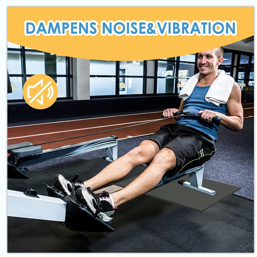 2PCS Exercise Bike Mat, Non-Slip Exercise Bike Mat for Floor for Rowing Machine and Stationary Spin Bike