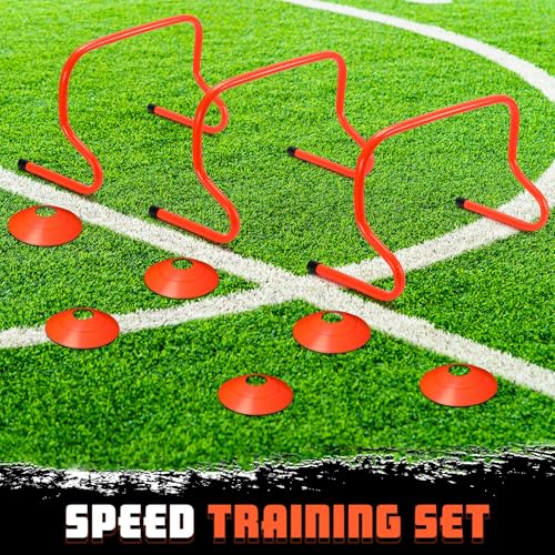 Gemscream 6 Sets 12" Speed Agility Training Hurdles for Athletes Soccer Training Hurdles Agility Training Equipment with Marker Cone Adjustable Training Hurdle Plyometric Hurdles for Basketball