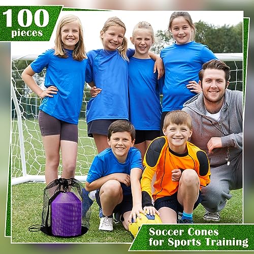 Hanaive Mini Soccer Cones for Agility Drills, 5 Inch - color: Purple