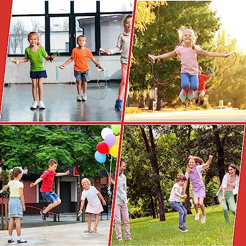 Shappy 24 Pcs Jump Rope Bulk 7.25 ft Adjustable Cotton Skipping Rope with Wooden Handle Braided Fitness Jumping Rope for Training Outdoor Exercise Fun Activity Party Favor
