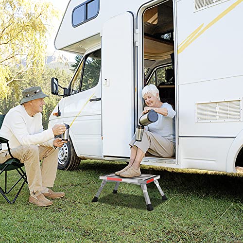 Yagud Safety RV Steps, Non-Slip Folding Adjustable Step Stool - color: Silver Black