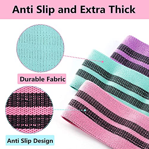Resistance Bands Exercise Bands for Legs and Butt,Fabric Non Slip Hip Fitness Booty Workout Bands, Set of 8 Resistance with Door Anchor Legs Ankle Straps for Men Women Gym Home Fitness Yoga
