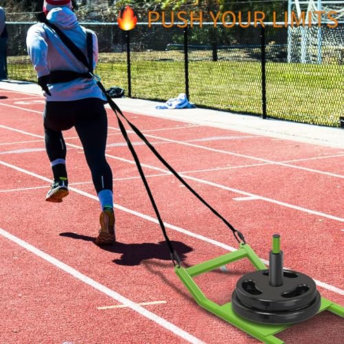 Kipika Weight Sled, Workout Sled, Fitness Strength Training Sled, Speed Training Sled for Athletic Exercise, Speed Improvement, Easily Through Obstacles, Suitable for 1" & 2" Weight Plate - color: A- Green