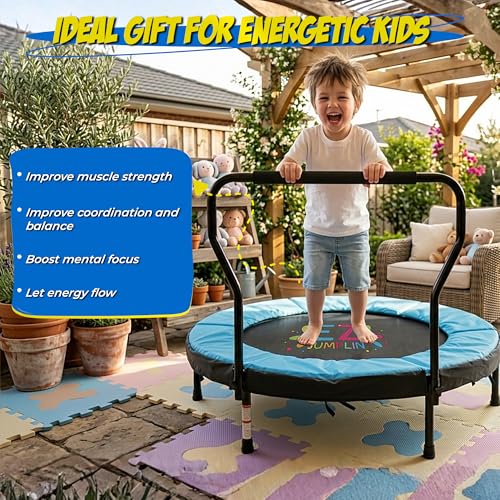 40''- 48'' Toddler Trampoline - ASTM Approved ā 3ft/4ft Trampoline for Toddlers 3-5 Age - Trampoline with Safety Enclosure - Perfect Toddler Gift- Max 130 LB