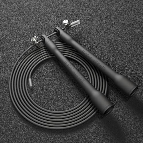 Ultra-Light Speed Rope Jump Rope with Black Ergonomic Handles,PVC Cable, Adjustable Length, for Cardio Training, CrossFit, Boxing - color: Orange