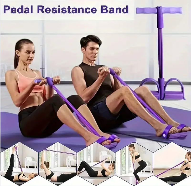 21 Fitness Resistance Bands-4 Tube Pedal Ankle Puller - color: K