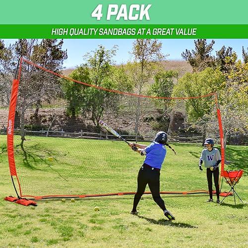 GoSports Sports Net Sandbags Set of 4 Weighted Anchors for Baseball Nets, Soccer Goals, Golf Nets, Football Nets, Hockey Nets and More