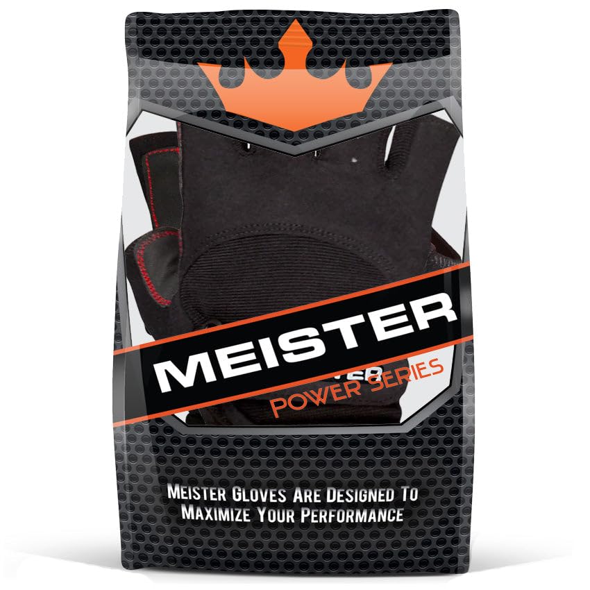Meister Wrist Wrap Weight Lifting Gloves w/Gel Padding - color: Black / Red, size: Small