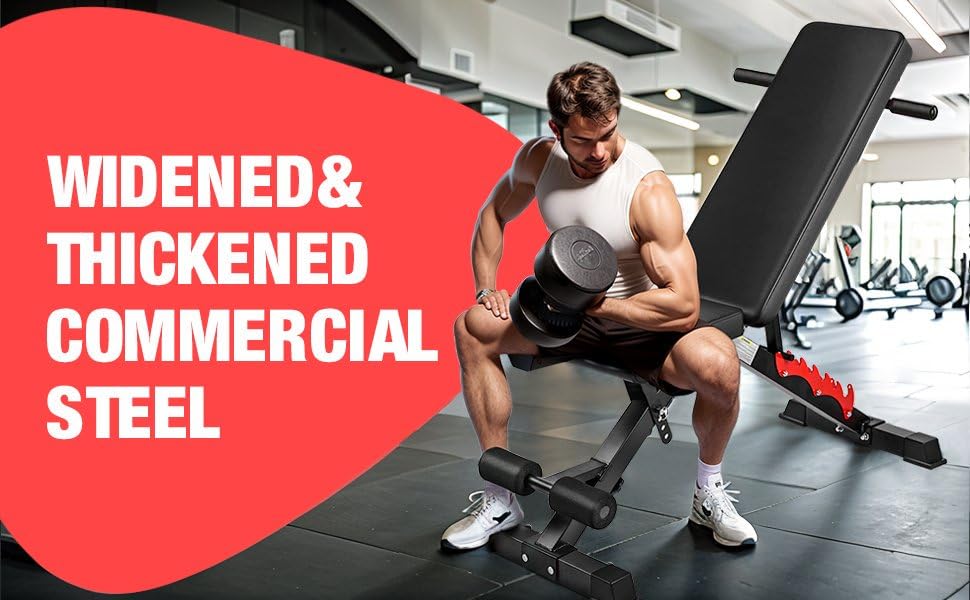 Adjustable Weight Bench for Home Gym Foldable Workout Bench 800lb Capacity Foldable Workout Bench Compact Small Dumbbell Bench Black for Full Body Workout